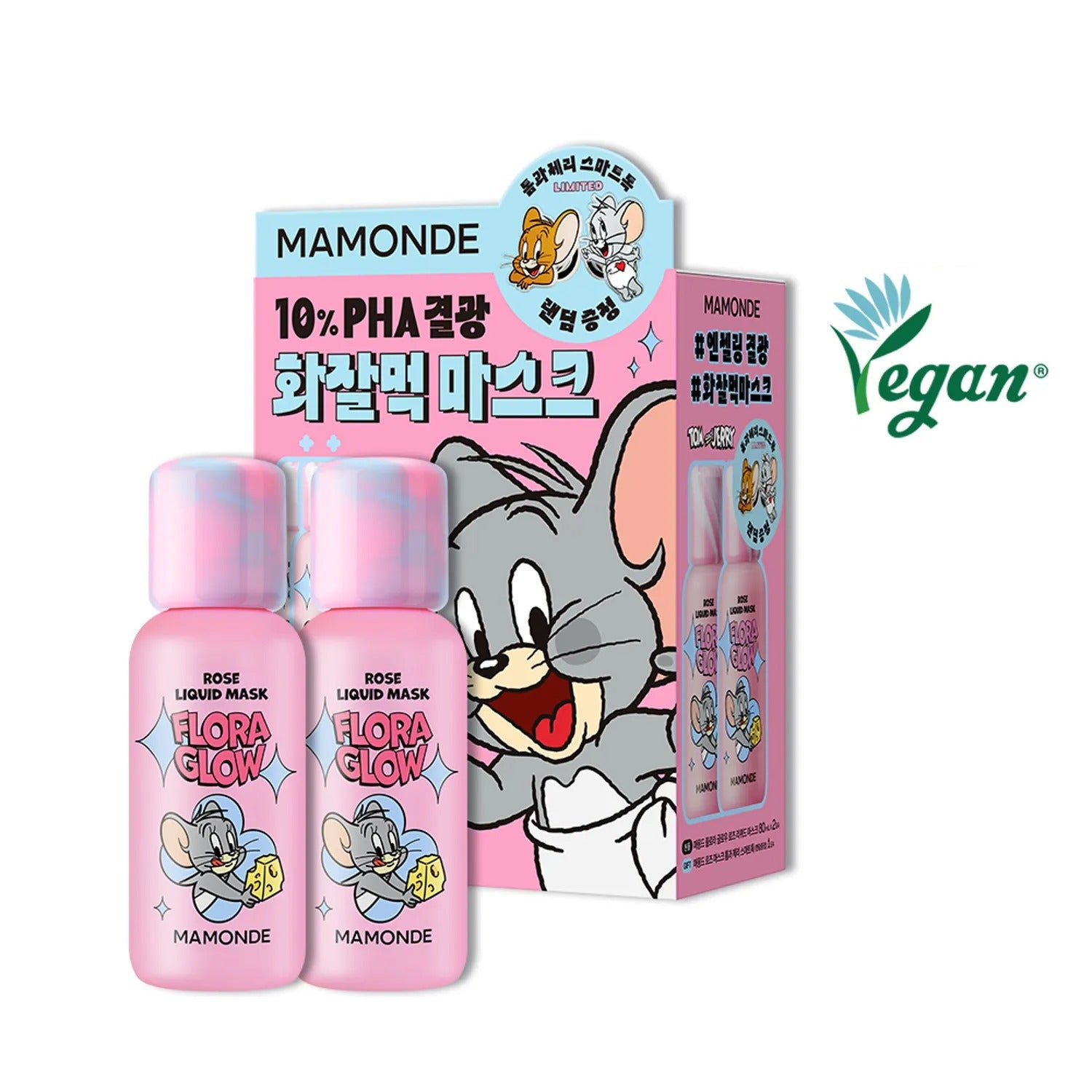 [Tom & Jerry edition] Mamonde Flora Glow Rose Liquid Mask 80ml Double Set (+Smart tok)