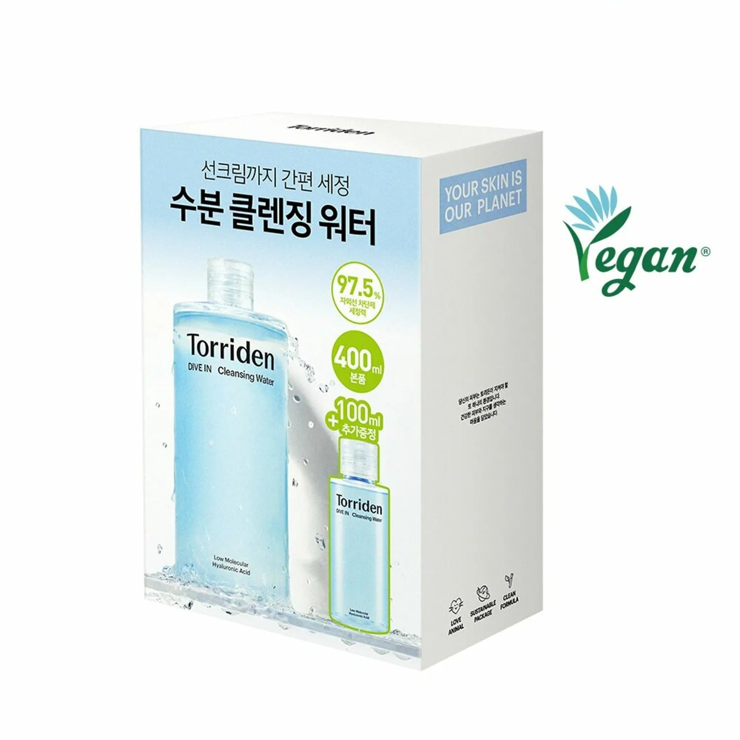 Torriden Dive-In Low Molecule Hyaluronic Acid Cleansing Water 400mL Special Set (+100mL)