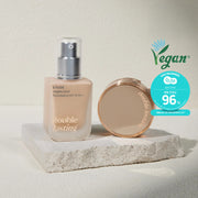 Etude Double Lasting Vegan Cover Foundation 17C Light Vanilla Set (+Brush)
